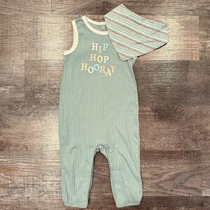 NEW Way To Celebrate Unisex Pastel Easter Romper With Matching Bandana 12 Months